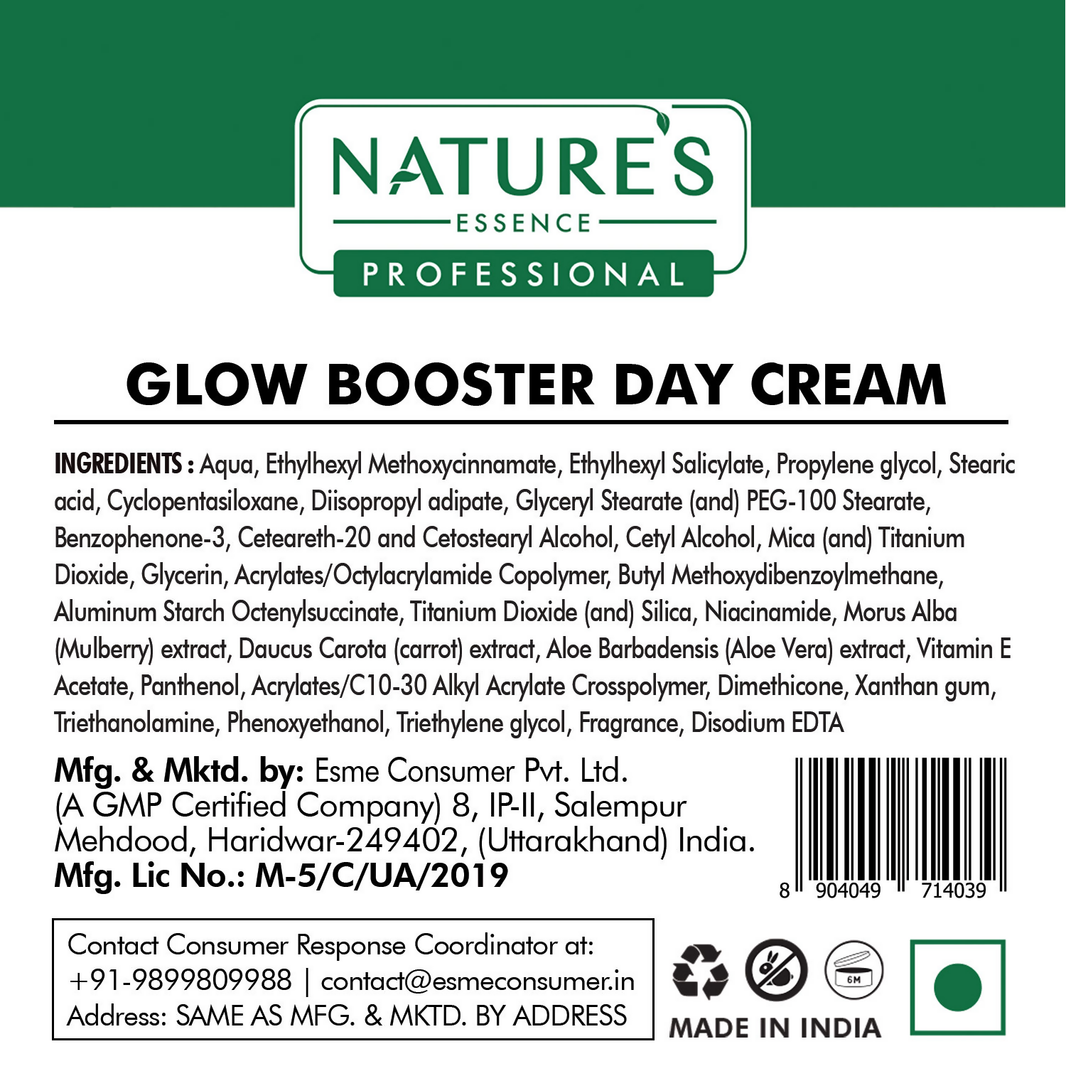 Nature's Essence Professional Facialist Glow Booster Day Cream - Distacart