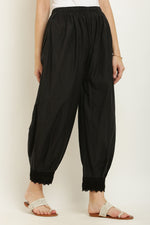 Thumbnail for PAVONINE Black Color Afghani Style Lace Hem Cotton Fabric Palazzo For Women - Distacart