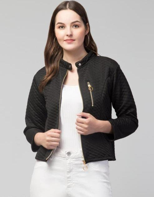 PAVONINE Black Color Burfi-Design Zipper Jacket For Girls - Distacart