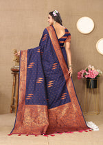 Thumbnail for Lorenvalley Fashion Blue Soft Silk Copper Zari weaving Design Saree - Distacart