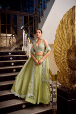 Thumbnail for Lehenga Mart Designer Lehenga Choli - Pista - Distacart