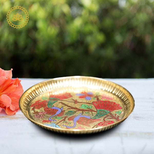 Brass Peacock Design Plate - Distacart