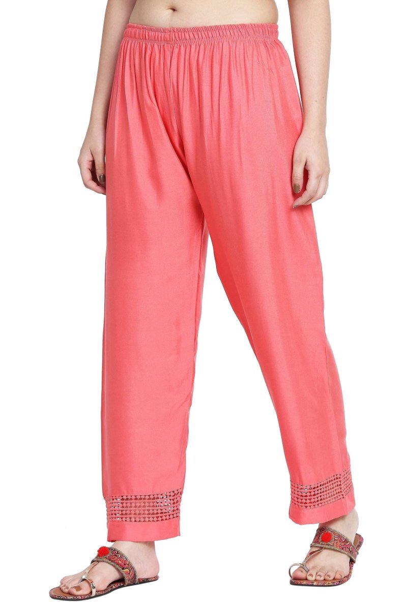 Asmaani Peach Color Plain Lace Palazzo