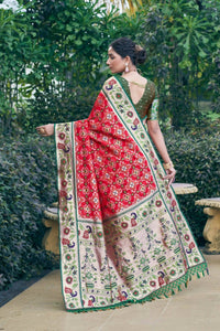 Thumbnail for Aastha Fashion Red Woven Patola Silk Saree with Blouse - Distacart