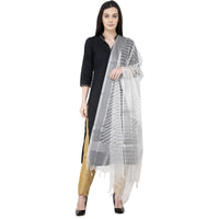 Thumbnail for A R SILK Silver Leheriya Fancy Dupatta White Color Dupatta or Chunni