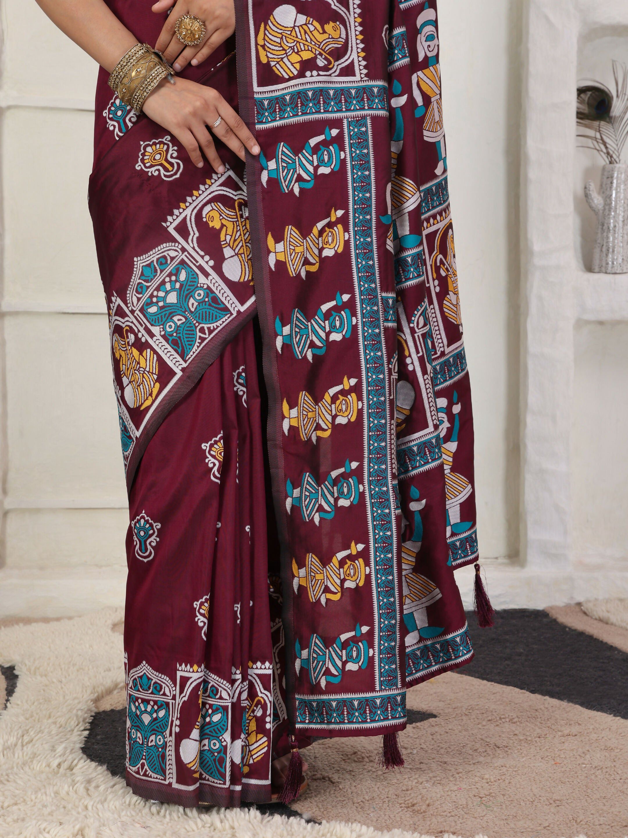 Astita Silk Blend Wine Saree
