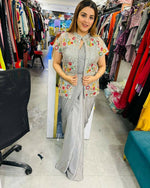 Thumbnail for Preksha Creation New Fancy Ready To Wear Saree With Sequence Embroidery Work Koti And Full stitched Blouse - Grey - Distacart