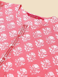 Thumbnail for Anubhutee Pink & White Floral Printed Straight Kurti - Distacart