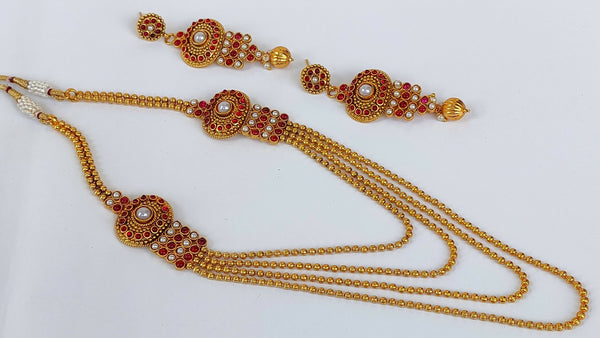 Pink & White kemp layer necklace set