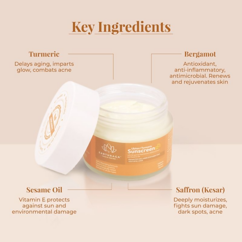 Earthraga Ubtan + Turmeric SPF 50 Matte Sunscreen - Distacart