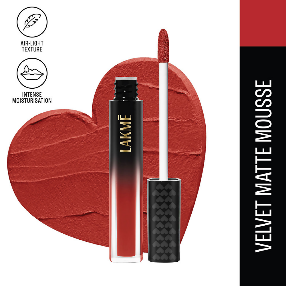 Lakme Xtraordin-Airy Velvet Matte Lip Mousse - The One Red - Distacart