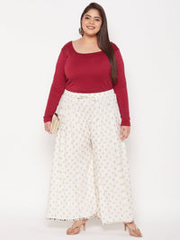 Thumbnail for Wahe-NOOR Cream Polka Dot Rayon Sharara