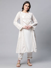 Thumbnail for Ahalyaa Women Off White Colour Pure Cotton Printed Kurta Pant Set - Distacart