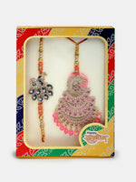 Thumbnail for NVR Women & Men Set of 2 Multicolor Peacock Design Stone-Studded & Beaded Bhaiya Bhabhi Rakhi With Roli Chawal & Chocolate - Distacart