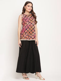 Thumbnail for Ahalyaa Women's Black Crepe Digital Shibori Print Top Palazzo Set - Distacart