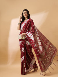 Thumbnail for NOZ2TOZ Women Party Wear Cotton Saree with Unstitched Blouse - Red
