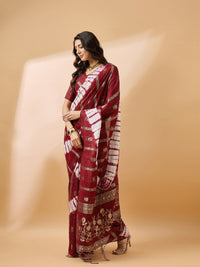 Thumbnail for NOZ2TOZ Women Party Wear Cotton Saree with Unstitched Blouse - Red