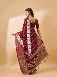 Thumbnail for NOZ2TOZ Women Party Wear Cotton Saree with Unstitched Blouse - Red