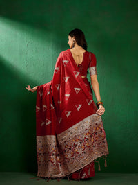 Thumbnail for NOZ2TOZ Women Party Wear Dola Cotton Saree with Unstitched Blouse - Red