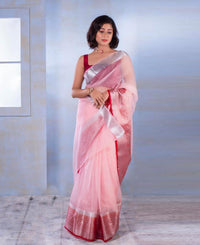 Thumbnail for NOZ2TOZ Women Red Nylon Organza Zari Weaving Saree