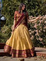 Thumbnail for Evanik Women South-Style Kanchipuram Silk Stitched Lehenga With Unstitched Blouse & Dupatta