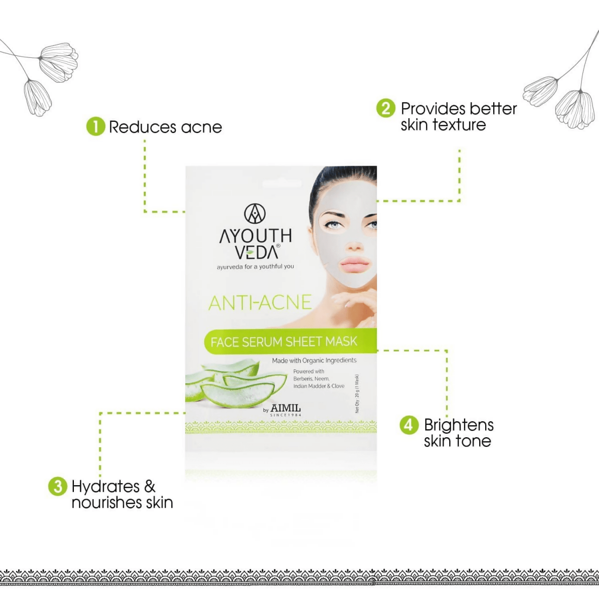 Ayouthveda Anti Acne Face Serum Sheet Mask - Distacart