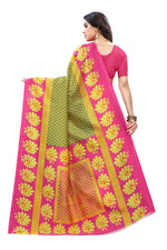 Thumbnail for Vamika pink & green Printed Art Silk Saree - Distacart