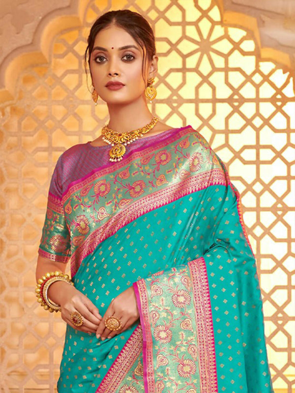 Astita Silk Blend Sea Green Saree