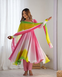 Thumbnail for Lehenga Mart Wedding Wear Anarkali Suit With Dupatta - Multi Color