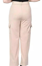 Thumbnail for PAVONINE Cream Color Cotrise Fabric With 4 pockets Cargo/Trousers For Girls & Women - Distacart