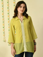 Thumbnail for Myshka Women's Yellow Embroidered Party Fusion Top - Distacart