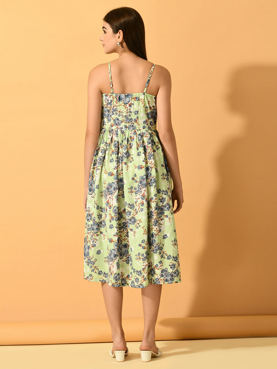 Myshka Women's Lime Green Fit and Flare Party Dress - Distacart