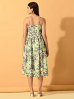 Thumbnail for Myshka Women's Lime Green Fit and Flare Party Dress - Distacart