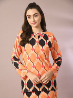 Thumbnail for Myshka Women's Multi Printed Round Neck Party Top With Skirt Co-ord set - Distacart