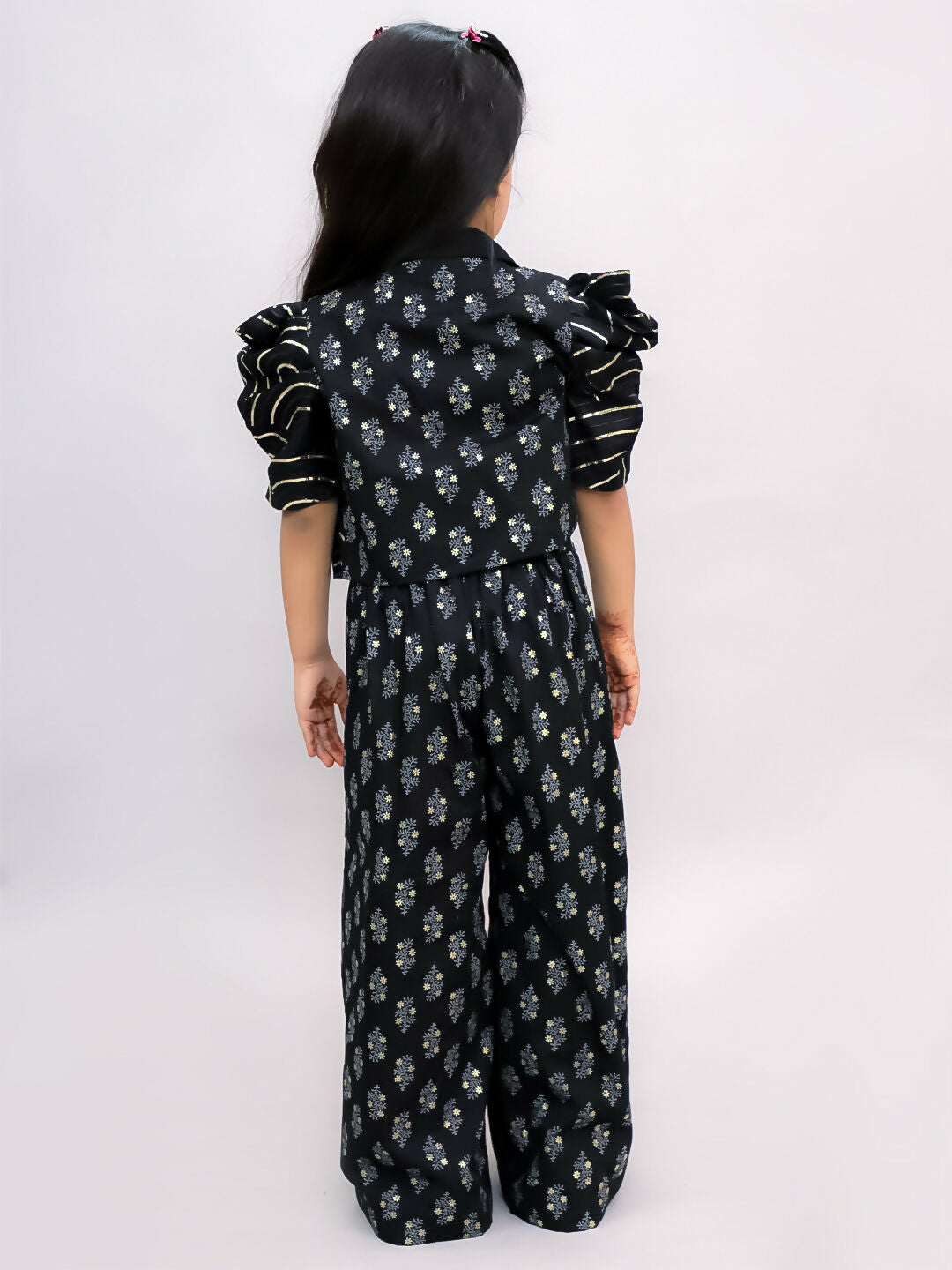 Lil Drama Bollywood Tadka Black Stylish Jacket and Pant With Bustier Set For Girls