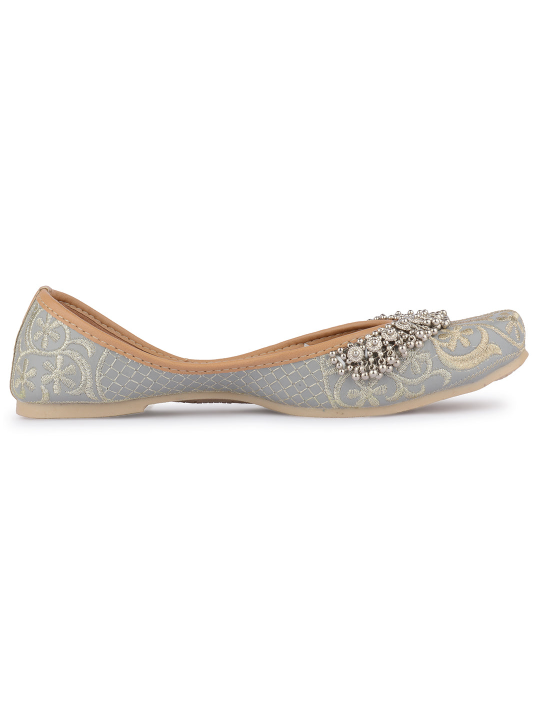 Desi Colour Women Indian Ethnic Footwear-Grey Gungroo - Distacart