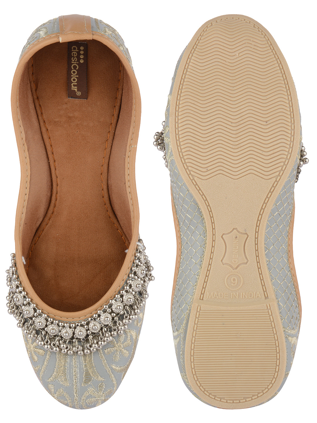 Desi Colour Women Indian Ethnic Footwear-Grey Gungroo - Distacart