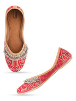 Thumbnail for Desi Colour Women Indian Ethnic Footwear-Red Gungroo - Distacart