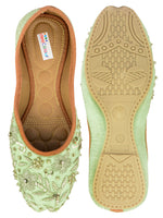 Thumbnail for Desi Colour Women Indian Ethnic Footwear-Party Wear Sea Green Emb - Distacart