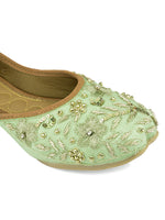 Thumbnail for Desi Colour Women Indian Ethnic Footwear-Party Wear Sea Green Emb - Distacart