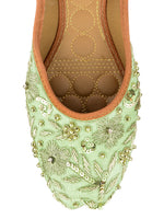 Thumbnail for Desi Colour Women Indian Ethnic Footwear-Party Wear Sea Green Emb - Distacart