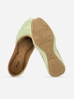 Thumbnail for Desi Colour Women Indian Ethnic Footwear-Sea Green Pearl Web - Distacart