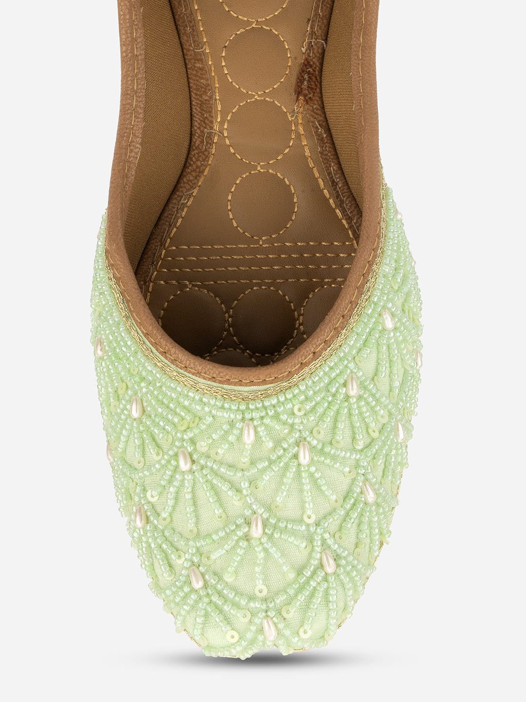 Desi Colour Women Indian Ethnic Footwear-Sea Green Pearl Web - Distacart