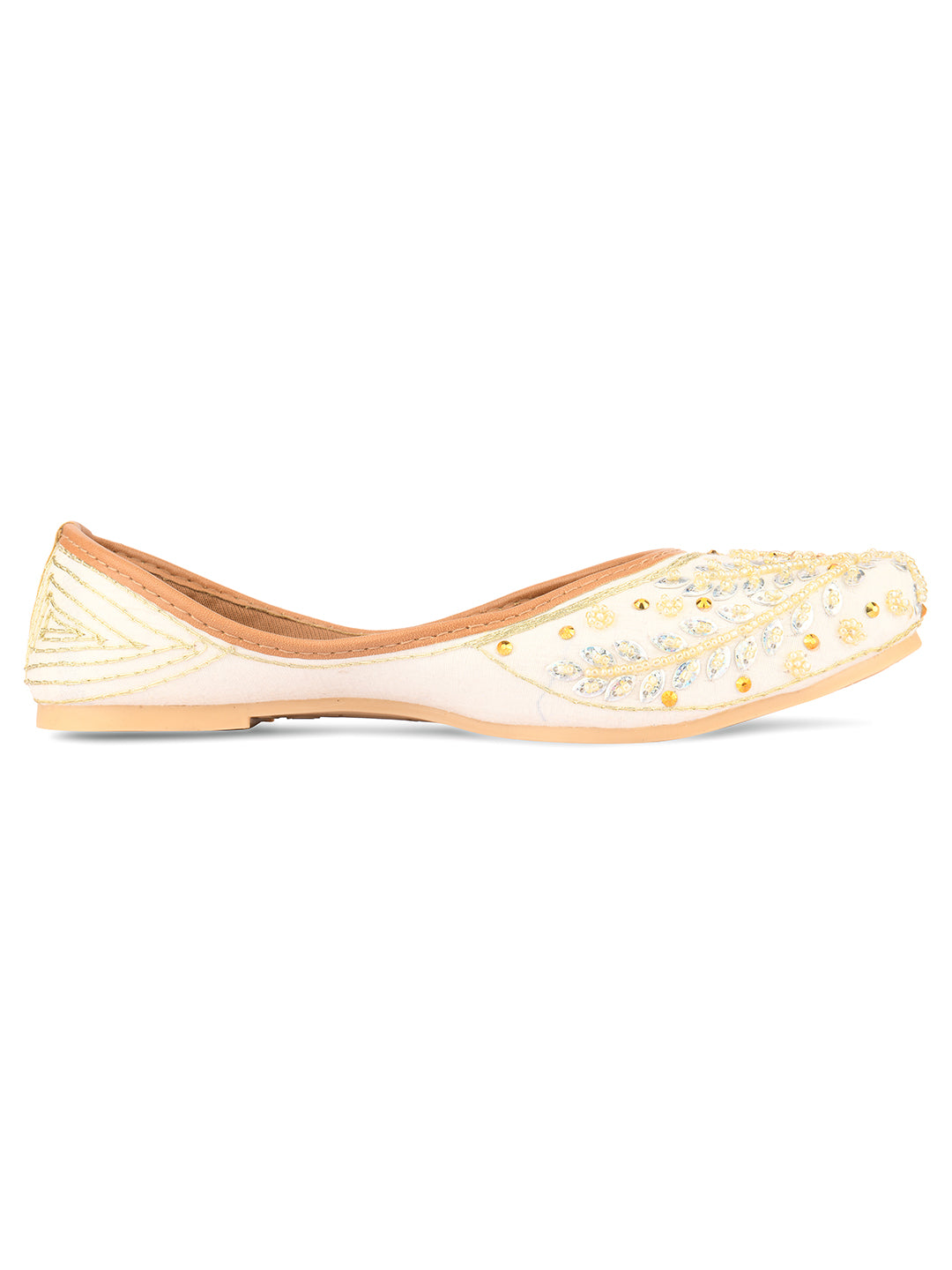 Desi Colour Women Indian Ethnic Footwear-White Dabka - Distacart