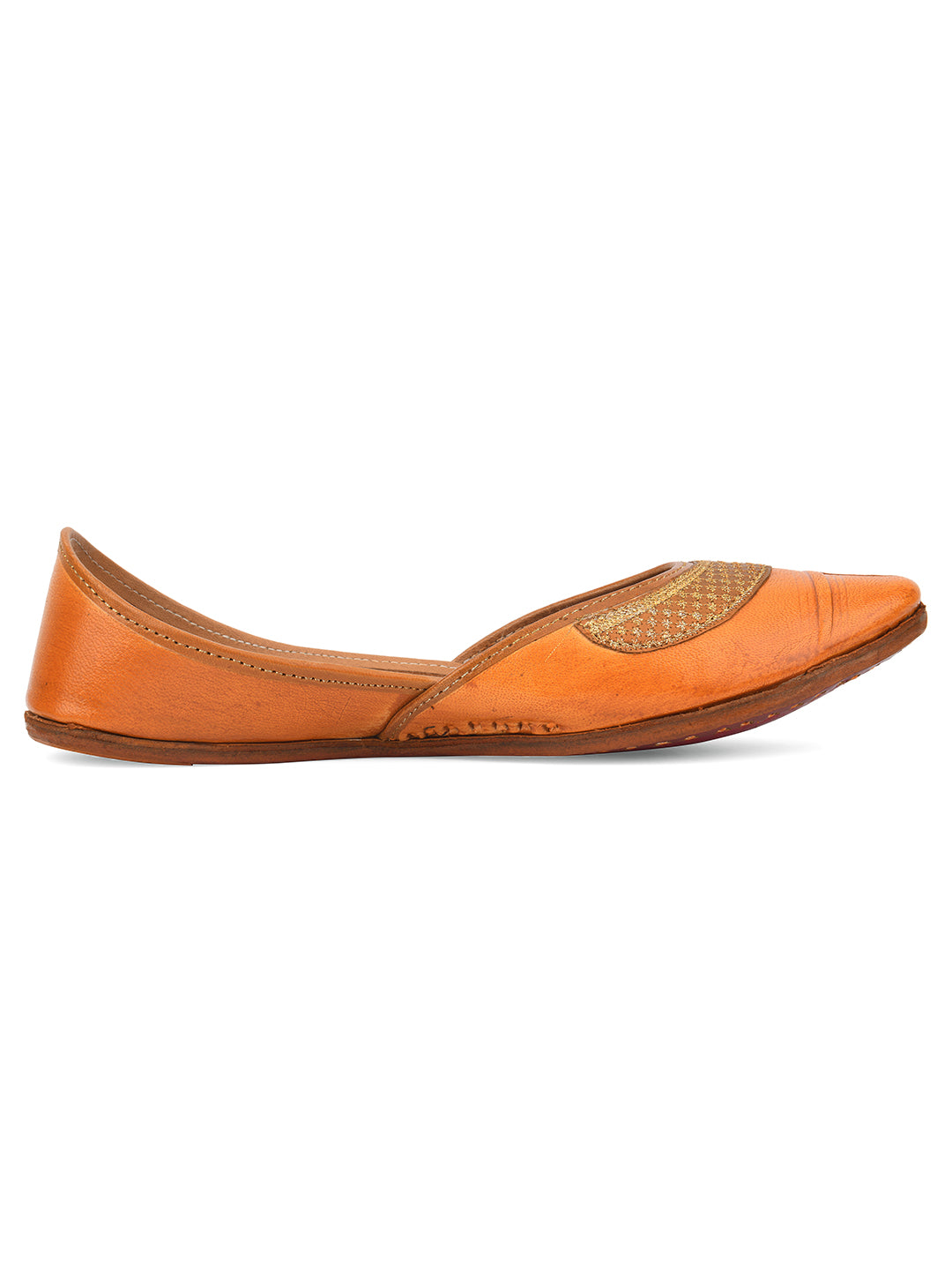 Desi Colour Women Indian Ethnic Footwear-Tan Leather Emb - Distacart