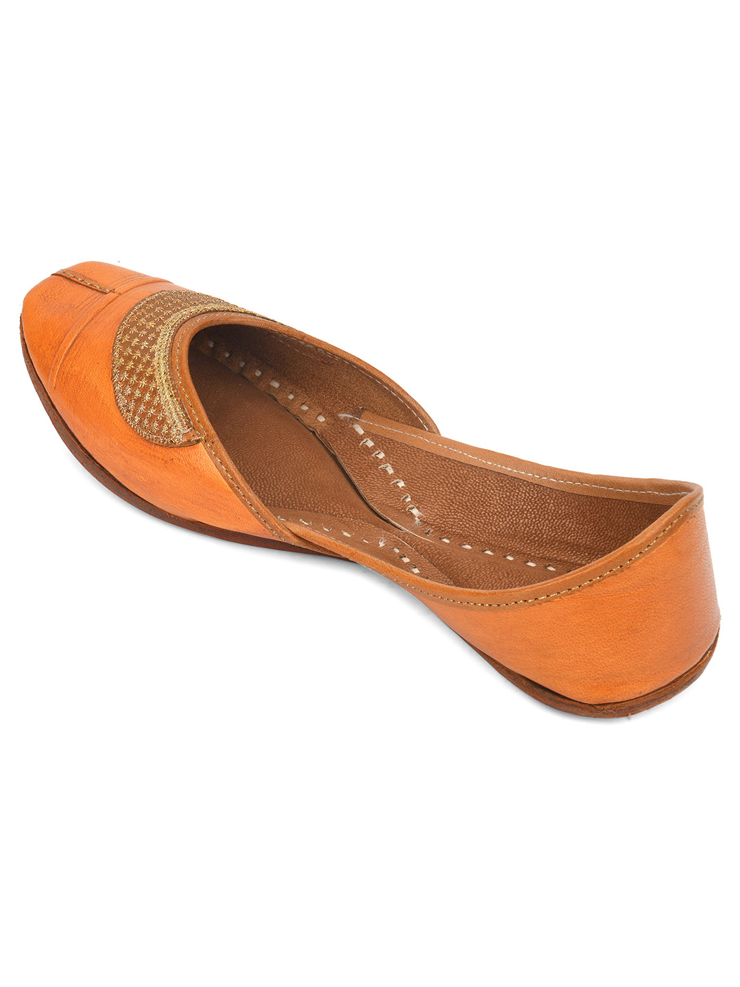 Desi Colour Women Indian Ethnic Footwear-Tan Leather Emb - Distacart