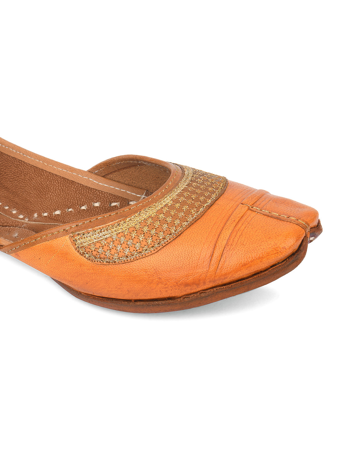 Desi Colour Women Indian Ethnic Footwear-Tan Leather Emb - Distacart