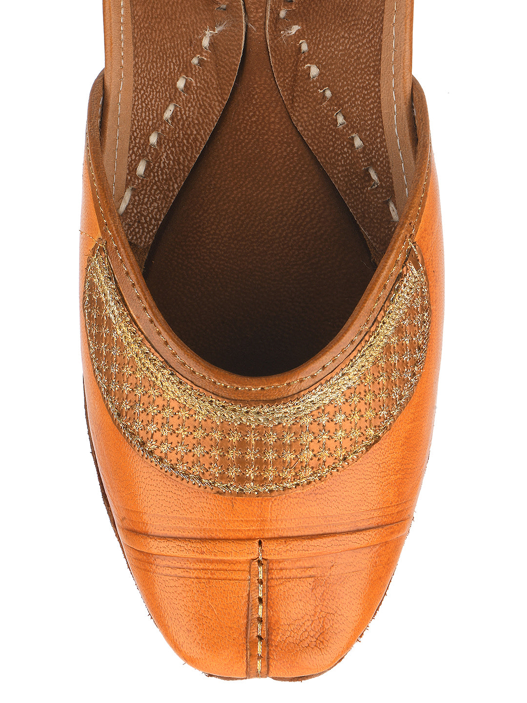 Desi Colour Women Indian Ethnic Footwear-Tan Leather Emb - Distacart
