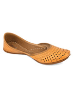 Thumbnail for Desi Colour Women Indian Ethnic Footwear-Tan Leather Laser Cut - Distacart