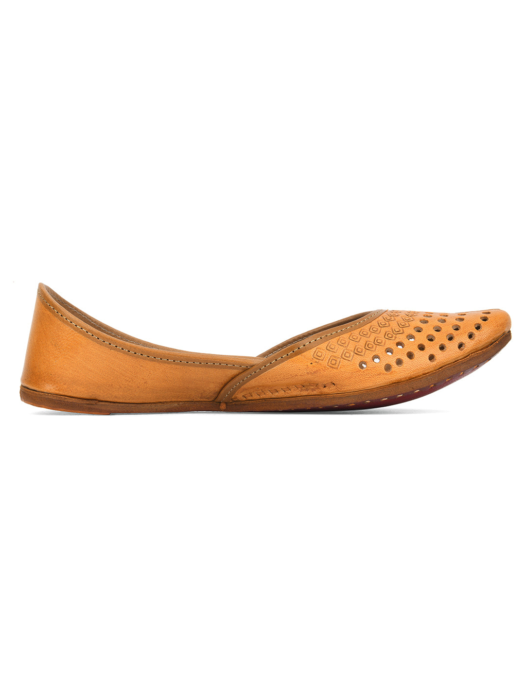 Desi Colour Women Indian Ethnic Footwear-Tan Leather Laser Cut - Distacart
